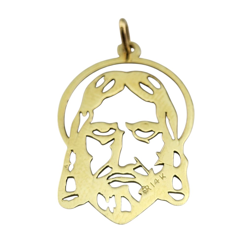 14 Karat Yellow Gold Jesus Christ Head Pendant #23035